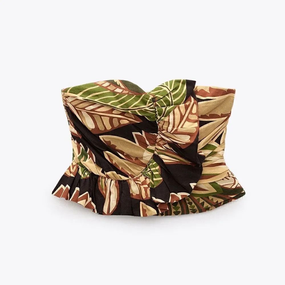 ZARA LINEN BLEND RUFFLED TOP - Picture 7 of 9